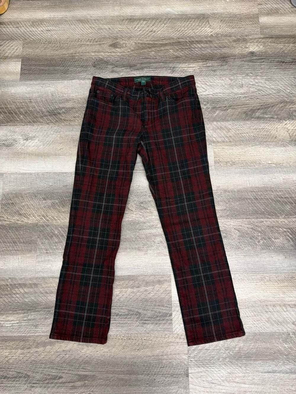 Lauren Ralph Lauren Red and Black Plaid Tartan Slim Leg Pants size 8P